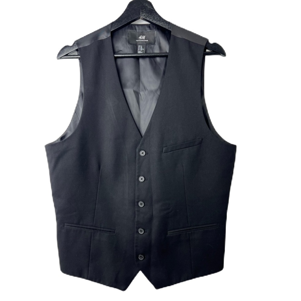 H&M Slim Fit Suit 5 Button Vest size 42R/L Black Formal Event Party Grad Prom